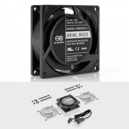 AC Infinity AXIAL 8025, Muffin Fan, 120V AC 80mm x 25mm High Speed, UL-Certified - Image 2