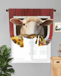 Tie Up Curtains for Windows, Sheep Sunflower Adjustable Balloon Nature Linen by Anzona
