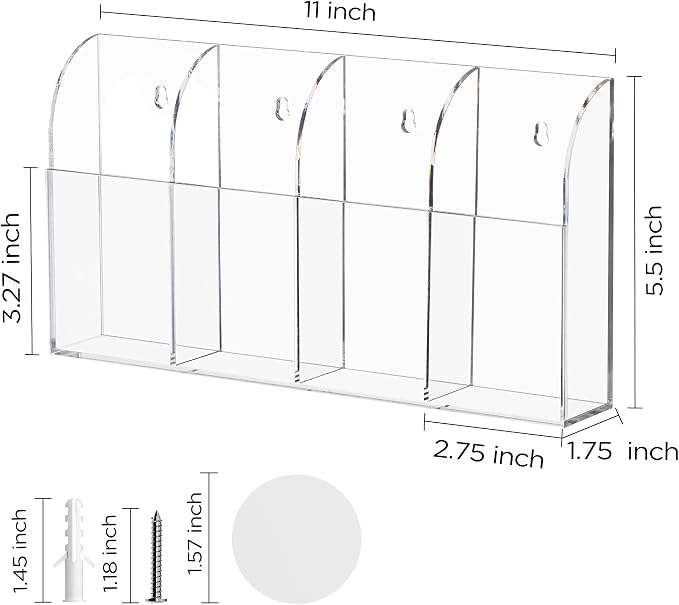 HBlife Acrylic Remote Holder Organizer, 4 Compartments - Image 2