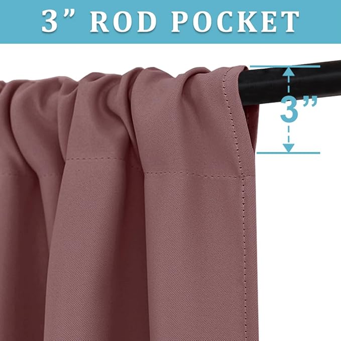 RYB HOME Blackout Curtains for Bedroom 84 inches Long 2 Panels Set, Privacy Thermal Insultaed Sunlignt Heat Blocking Drapes for Nursery Rental Room, Width 42 by Length 84, Dusty Rose