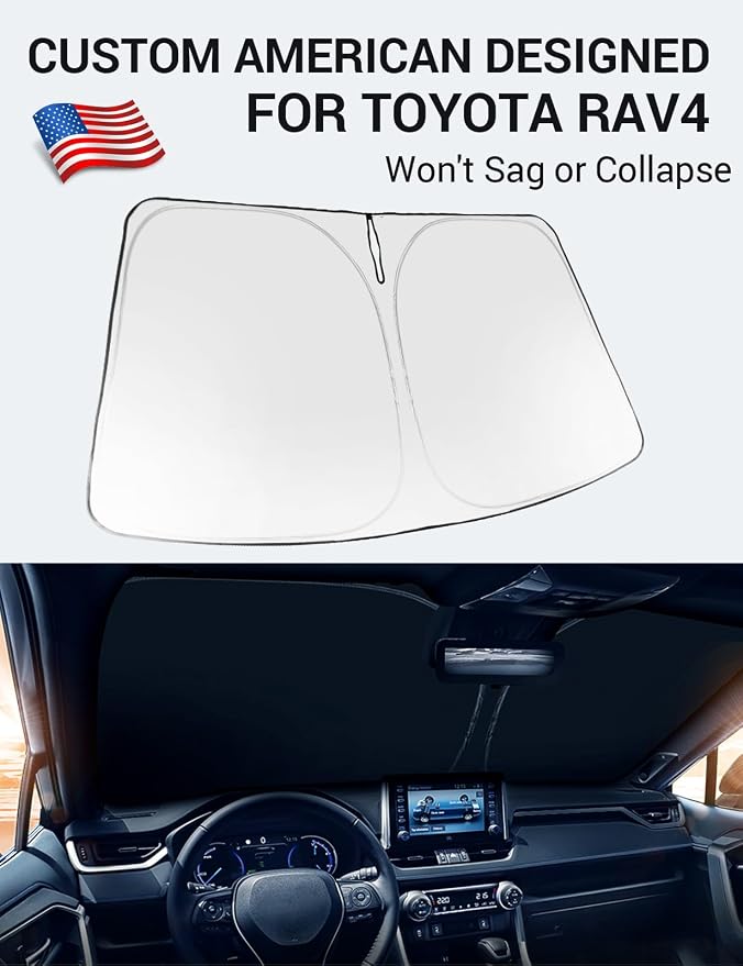 Proadsy Front Windshield Sun Shade Foldable RAV4 Sunshade Protector Custom Fit - Image 2
