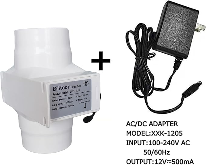 3 Inch Inline Fan 12V Tube Vent Fan Powerful 130Cfm in-line Duct Fan 20W - Image 4