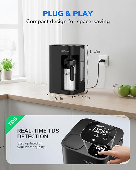 Ecoviva Mate 3 Countertop Reverse Osmosis Water Filter, 8-Stage RO Water - Image 2