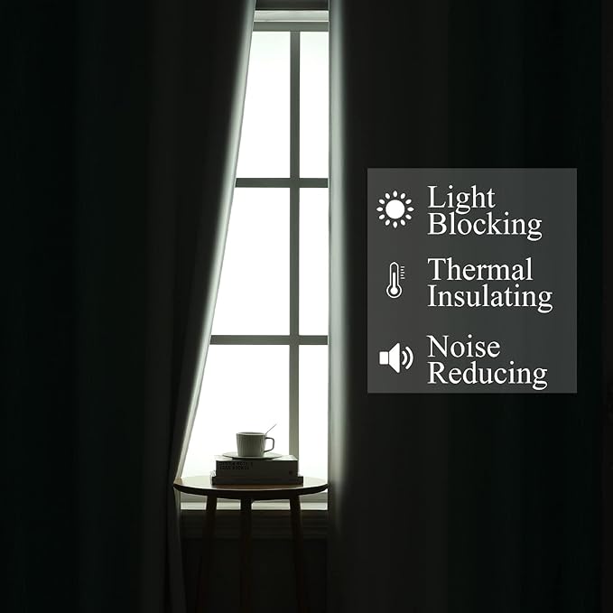 Estelar Textiler Full Room Darkening Greyish White and Teal Blackout Curtains 96 Inch Length 2 Panels Set, Ombre Thermal Insulated Full Light Blocking Grommet Gray Blackout Drapes for Bedroom, 52Wx96L
