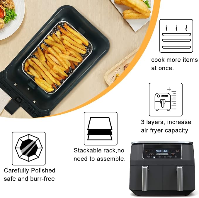 BYKITCHEN Air Fryer Rack for Ninja 8 QT DZ201/ SL201 DualZone Airfryer/Bella - Image 5