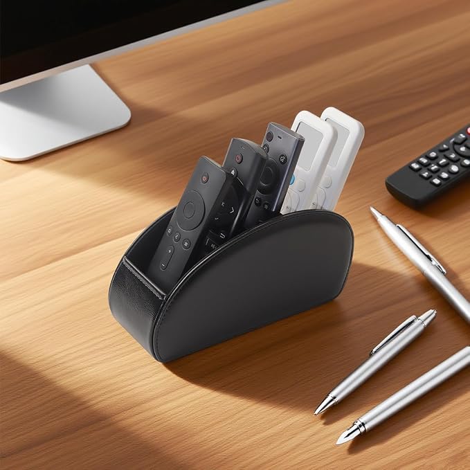 Remote Control Holder, PU Leather Remote Caddy Desktop Organizer - Image 6