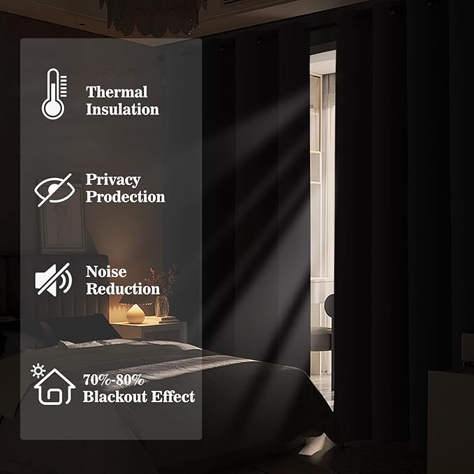 Yakamok Blackout Ombre Burgundy and Black Curtains for Bedroom, Gradient Room Darkening Curtains, Grommet Thermal Insulated Light Blocking Window Drapes/Curtain for Living Room,52 x 84 Inch,2 Panels