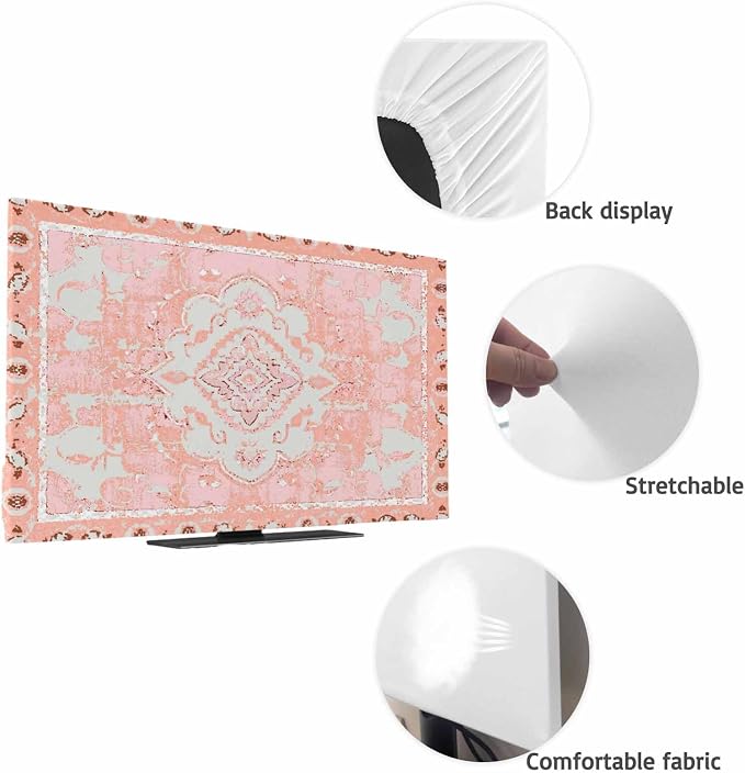Gradient Pink Tribe Geometric Indoor TV Cover, Elastic TV Screen Protector - Image 7