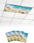 Ocean 4 Pcs Fluorescent Light Covers, Sandy Beach Marine Wave Seashell Magnetic by Gsypo
