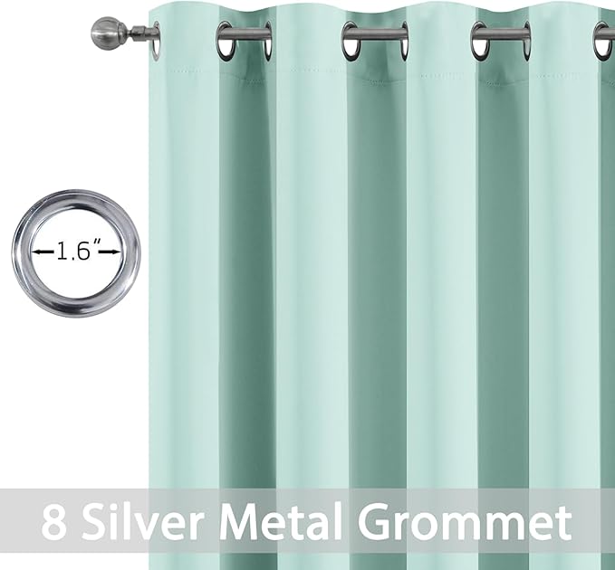 Yakamok Wide Thermal Blackout Patio Door Curtain Panel, Aqua Grommet Sliding Door Insulated Curtains, Extra Wide Curtains for Sliding Glass Door, Aqua Green, W52 x L84, 1 Panel