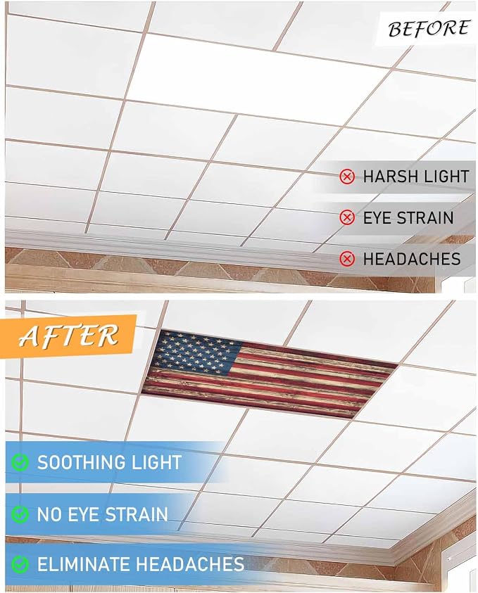 3 Pack Retro American Flag Fluorescent Light Covers Independence Day Stars and - Image 7