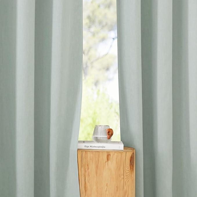 NICETOWN Linen 36 inch Curtains for Kitchen Window, Grommet Thick Flax Linen Sage Green Small Window Treatments Privacy Assured with Light Filtering for Cafe/Kids Room, W42 x L36, 2 Panels