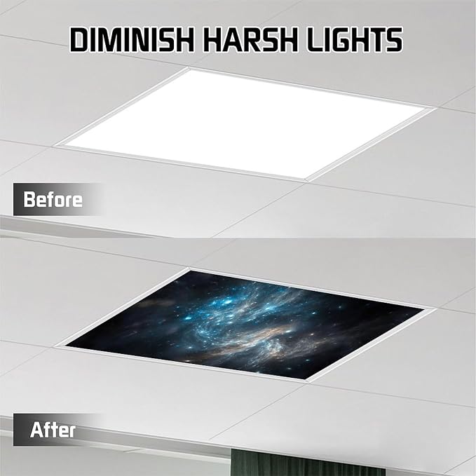 2PCS Fluorescent Light Covers for Classroom Ceiling Lights Magnetic Light Covers - Image 7