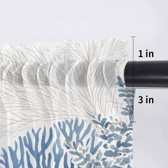 Ocean Corals Sheer Valance Curtains, Summer Beach Coral Sea Stars Light - Image 7