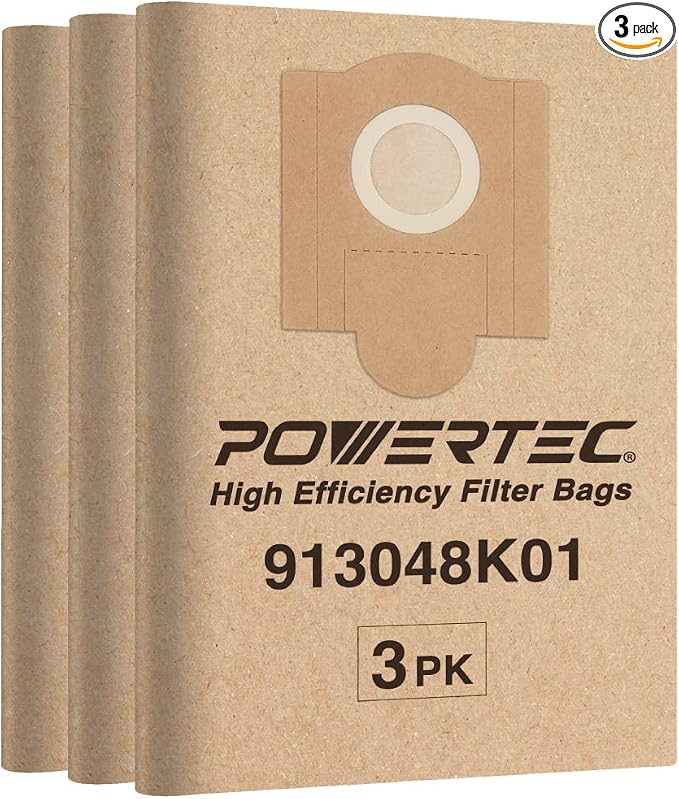 POWERTEC Shop Vacuum Bags 3PK for Fein 913048K01, 69908195016 Vacuum Bag by POWERTEC
