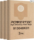 POWERTEC Shop Vacuum Bags 3PK for Fein 913048K01, 69908195016 Vacuum Bag by POWERTEC