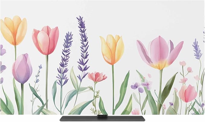 Spring Tulip Flower Indoor TV Cover, Elastic TV Screen Protector Botanical by Unknown