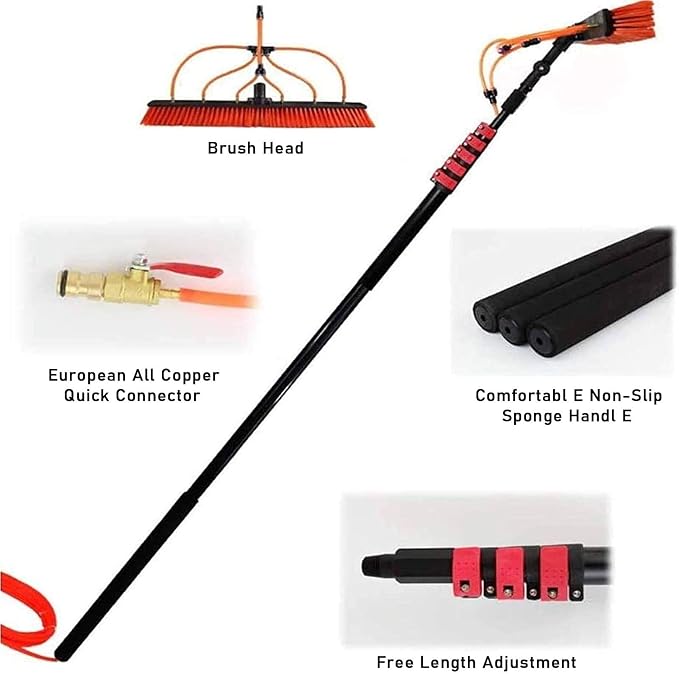 Spray Bar Kit Window Cleaning Brush, Outdoor Window Glass Solar Panel Cleaning - Image 5