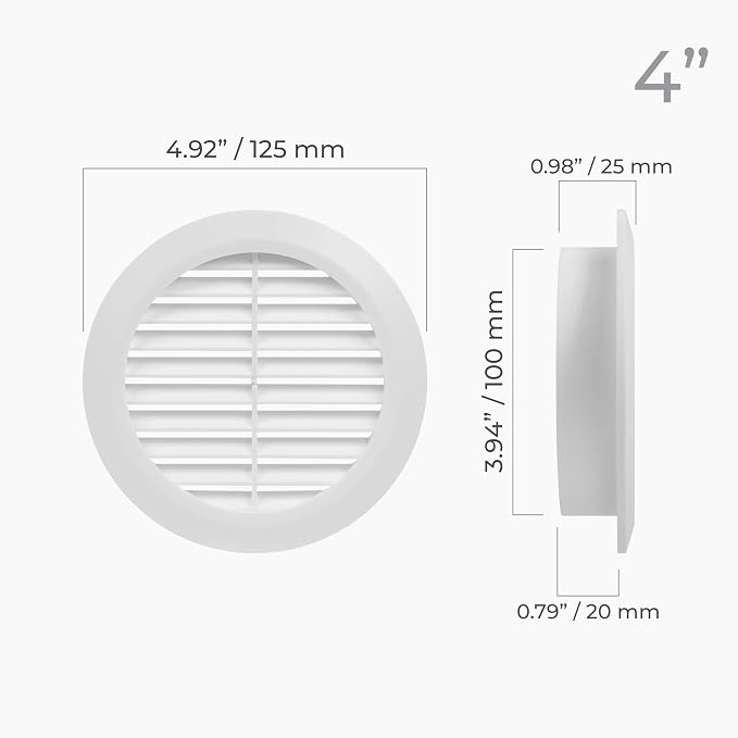 5pack ø4" Inch White Plastic Round Soffit Vent - Image 5