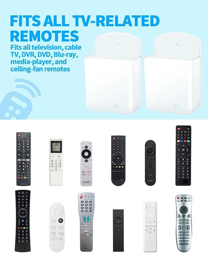 2 PCS Remote Control Holders Wall Mount, Self Adhesive TV Air Conditioner - Image 3