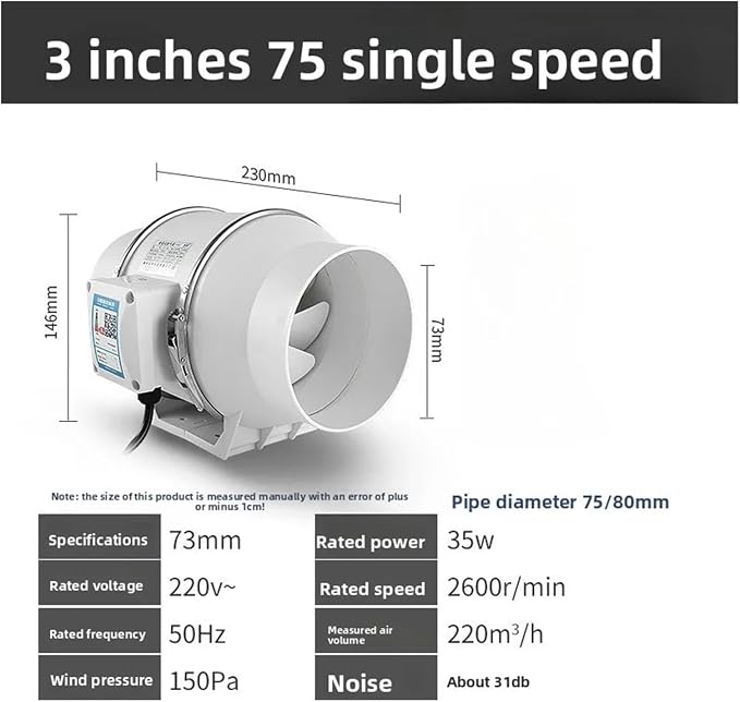 Exhaust Fan Mute Inline Duct Fan Bathroom Exhaust Fan Ventilation Equipment - Image 2