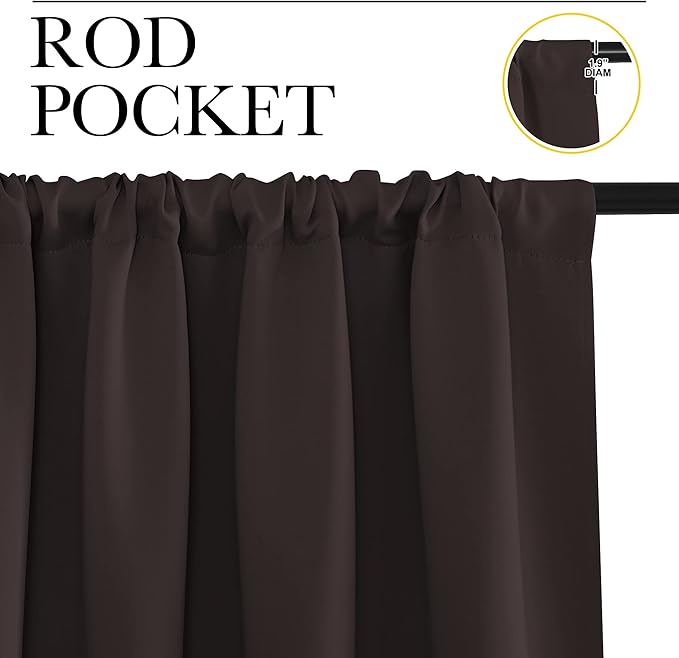 NICETOWN Blackout Curtains for RV Windows, Toffee Brown, 29" by 20", 2 Panels, Room Darkening Window Curtain Panels, Easy-Care Solid Thermal Insulated Draperies/Drapes for Daughter Room