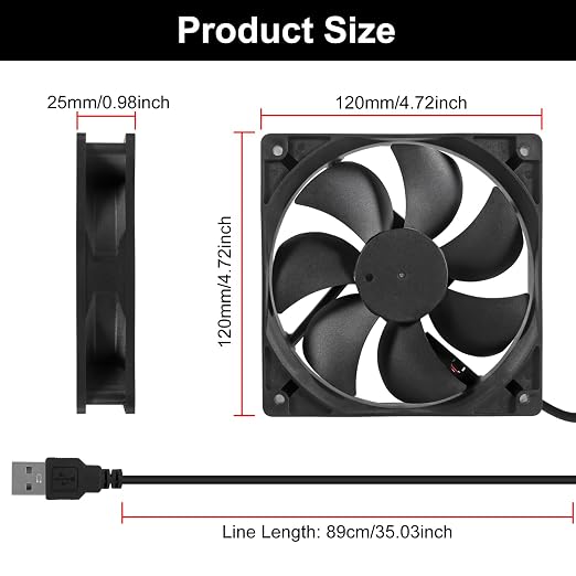 4Pcs DC 5V 12025 Cooling Fan Ball Bearings Brushless 120x120x25mm USB Computer - Image 4