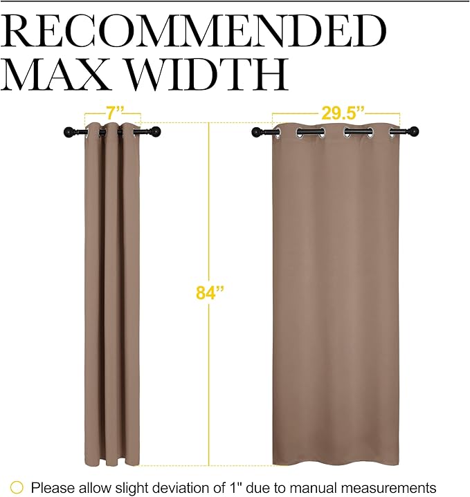 NICETOWN Window Draperies Blackout Curtain Panels, Window Treatment Thermal Insulated Solid Grommet Blackout Drapes for Bedroom (One Pair, 34 by 84 inches, Cappuccino)