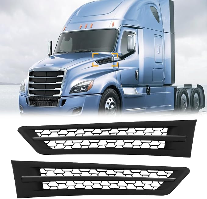 Pair Black Cascadia Hood Side Grille Air Intake Vent Replacement by Easyinst