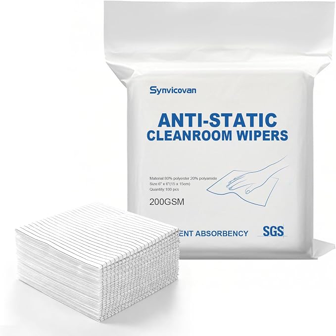 Anti-Static Microfiber Wipes 6"x6" Lint Free Cloths Reusable Special ESD by Synvicovan