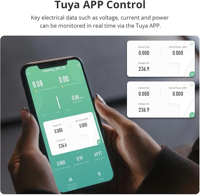 Smart Home Energy Monitor with 2 x 120A CTs, Live Electricity Usage Tracking - Image 2