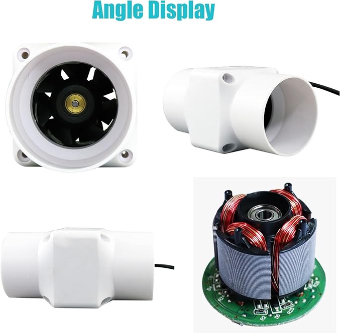 2“ Inline Duct Fan 12V 22 Cfm HVAC Quiet Exhaust Blower Small Ventilation Fan - Image 2