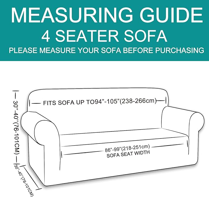 U-NICE HOME 4 Seater Stretch Couch Cover Sofa Cover Washable Sofa Slipcover Furniture Protector for 3 Cushion Couch Sofa Pet Friendly, Grey
