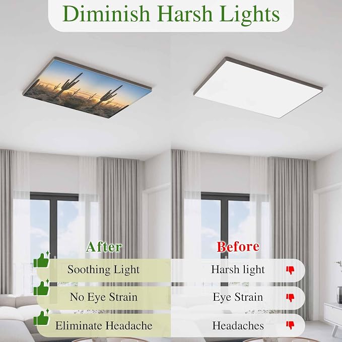 Fluorescent Light Covers for Drop Ceiling Desert Cactus Sunset Magnetic Light - Image 6