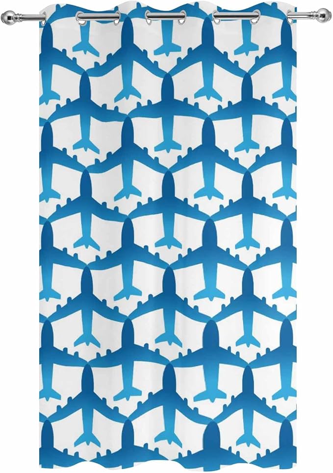 Outdoor Curtains for Patio Waterproof Weatherproof Blue Aircraft Porch Curtains - Image 6