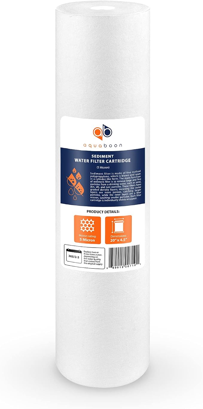 Aquaboon 5 Micron 20 x 4.5 Water Filter Cartridges Set of 4, Whole House Water - Image 3