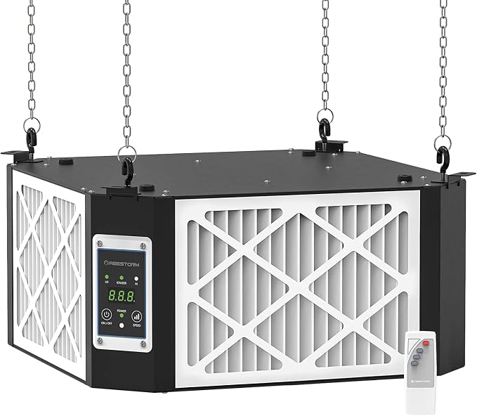 ABESTORM Air Filtration System Woodworking Built-in Ionizer, 1350CFM Hanging by AbestormSolutionsINC