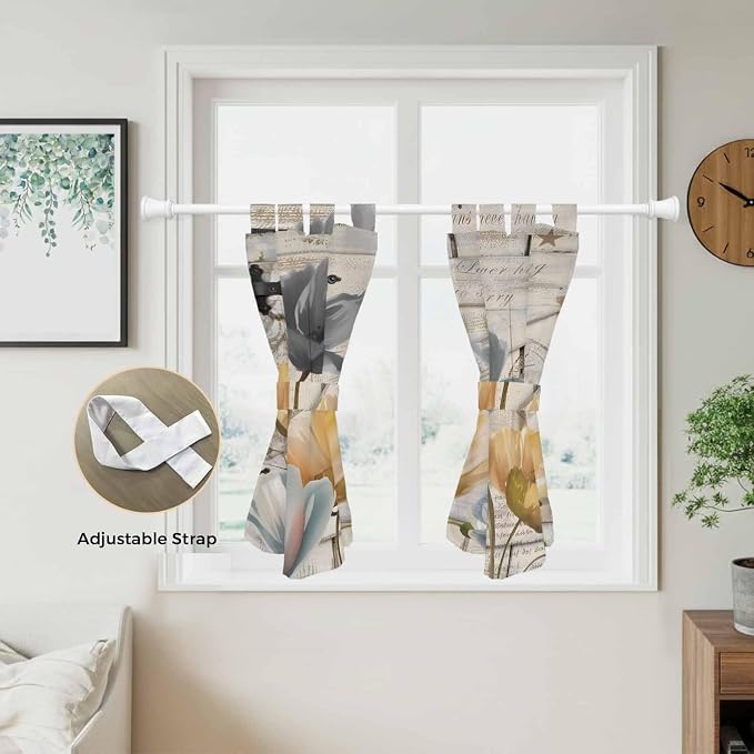 Spring Tulips Flower Kitchen Curtains 45 Inch Length, Short Cafe Window - Image 5