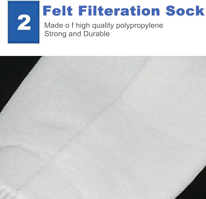 KUTAWILAR 2 Pack 4"x9" Felt Filter Bag, 4 Inch Ring, 1 Micron, Short Filter - Image 3