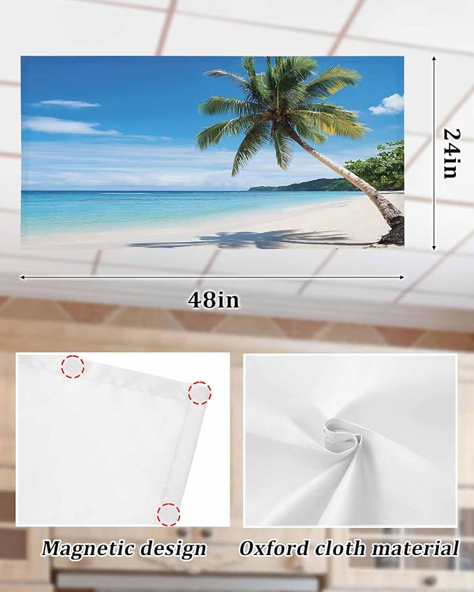 Yukro 3 Pack Beach Palm Tree Fluorescent Light Covers Summer Ocean Blue Sky - Image 6