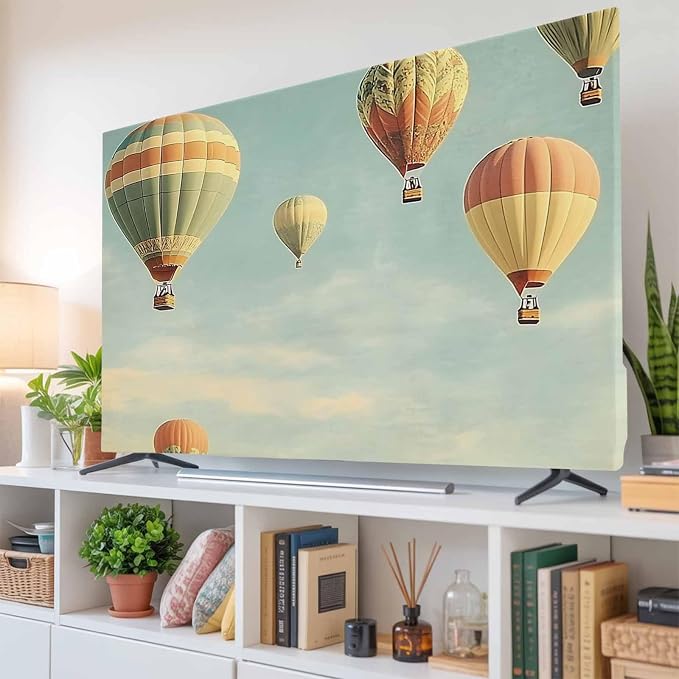 Indoor TV Cover for 55 Inche Screen, Retro Style Hot Air Balloon Stretch TV - Image 6