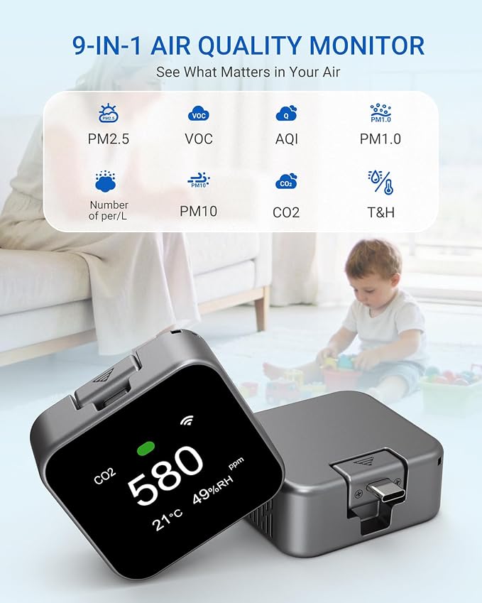 Air Quality Monitor Plug-in, Portable Air Tester - Image 2