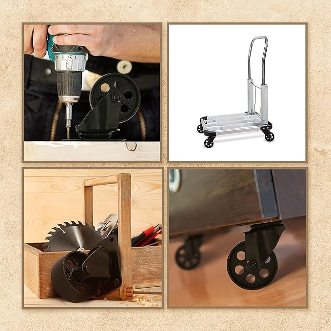 FactorDuty Set of 4 Metal Swivel Plate Caster Wheels - Image 5