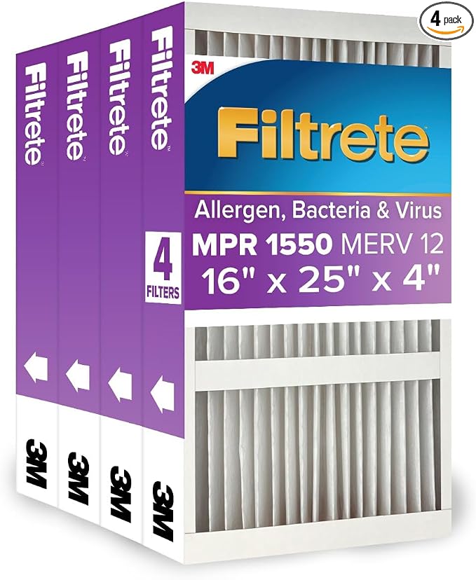 Filtrete 16x25x4, AC Furnace Air Filter, MPR 1550 DP, Healthy Living Ultra by Filtrete