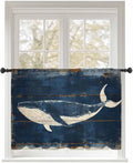 Sheer Curtains 54 Inch Length, Summer Whale Blue Semi Sheer Curtains Light by Unknown
