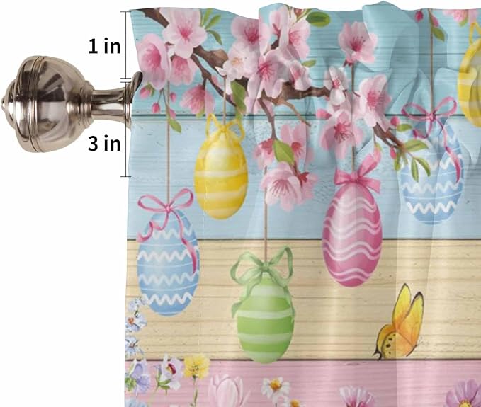Colorful Easter Kitchen Curtains 54 Inches length, Spring Watercolor Bunny Egg - Image 6
