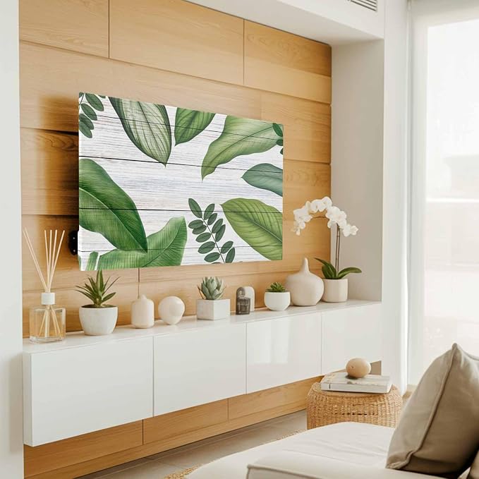 Watercolor Tropical Plant Indoor TV Cover, Elastic TV Screen Protector Green - Image 2