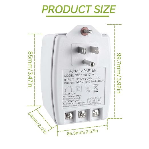 16.5V 40VA Plug in Thermostat and Doorbell Transformer Compatible - Image 2