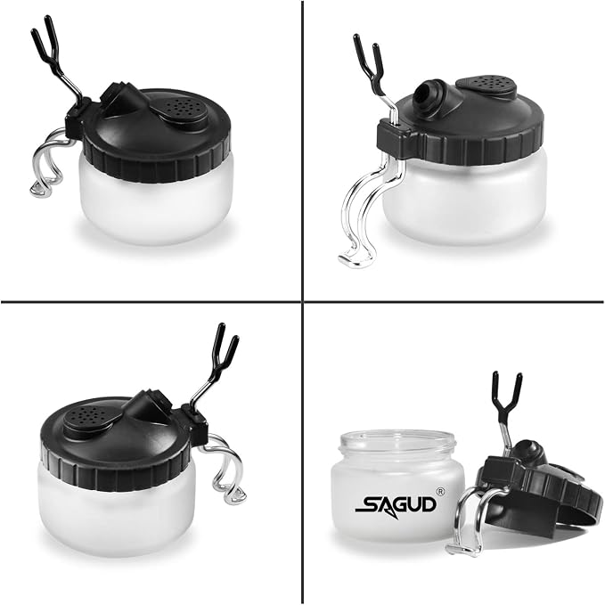 19 Piece Airbrush Cleaning Kit, Glass Airbrush Cleaning Pot - Image 2