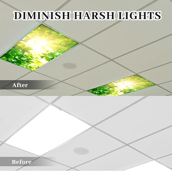 Hortsun Pack of 2 Fluorescent Light Covers 4 x 2 Feet Magnetic Ceiling Light - Image 4